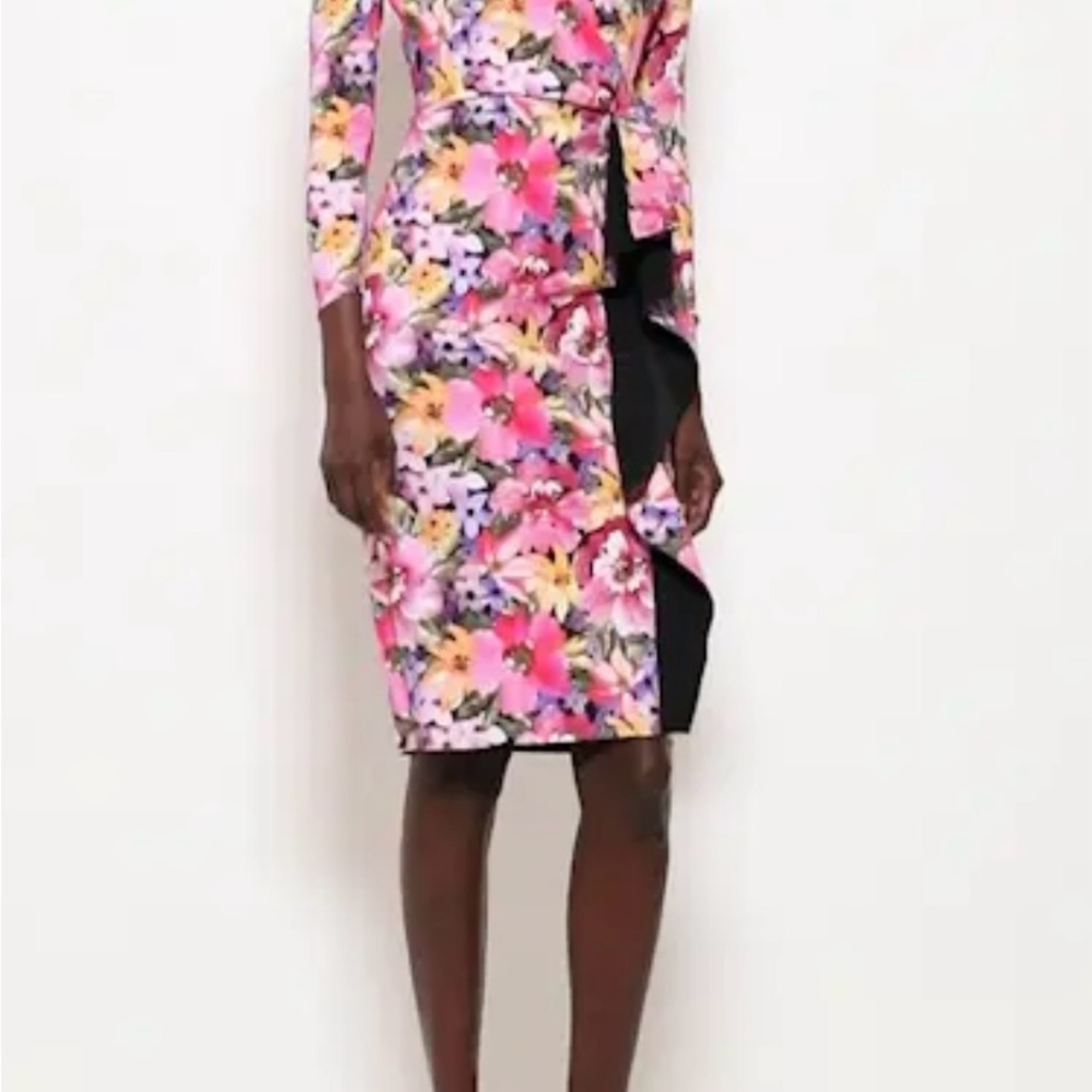 Chiara Boni Pink and Purple Asymmetrical Sheath Dress